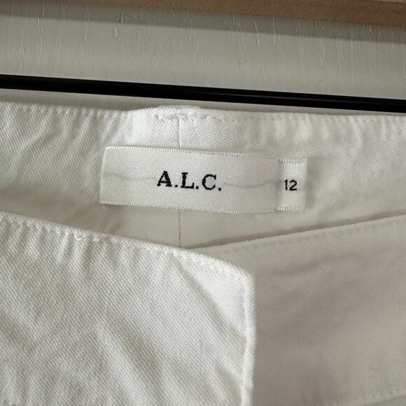 A.L.C. Womens Teddy Cropped Wide Leg Italian Fabric White Pant Size 12 Large - Picture 4 of 9